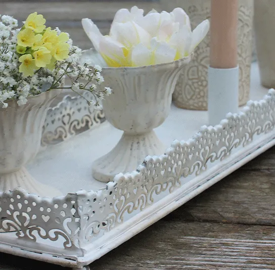 DIY – Frühlingsset Teller antique creme länglich – Bild 2