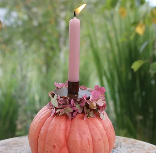 DIY Set – Kürbis Kerzenständer Rosaly inkl. Kerzenspieß und Kerze – Bild 7