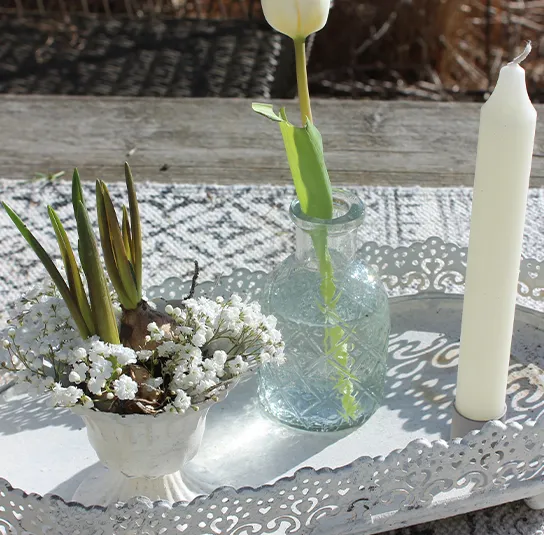 DIY Set – Teller antique creme oval groß inkl. Vase, Topf Janne & Kerze – Bild 6