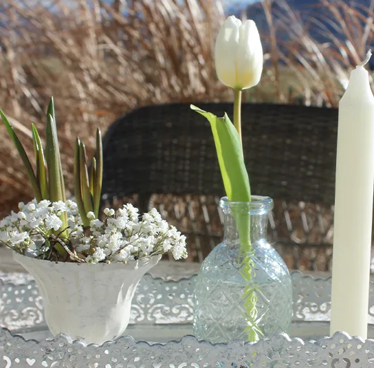 DIY Set – Teller antique creme oval groß inkl. Vase, Topf Janne & Kerze – Bild 4