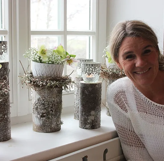 Windlicht, Vase Mija mit weißer Metallborte klein – Bild 6