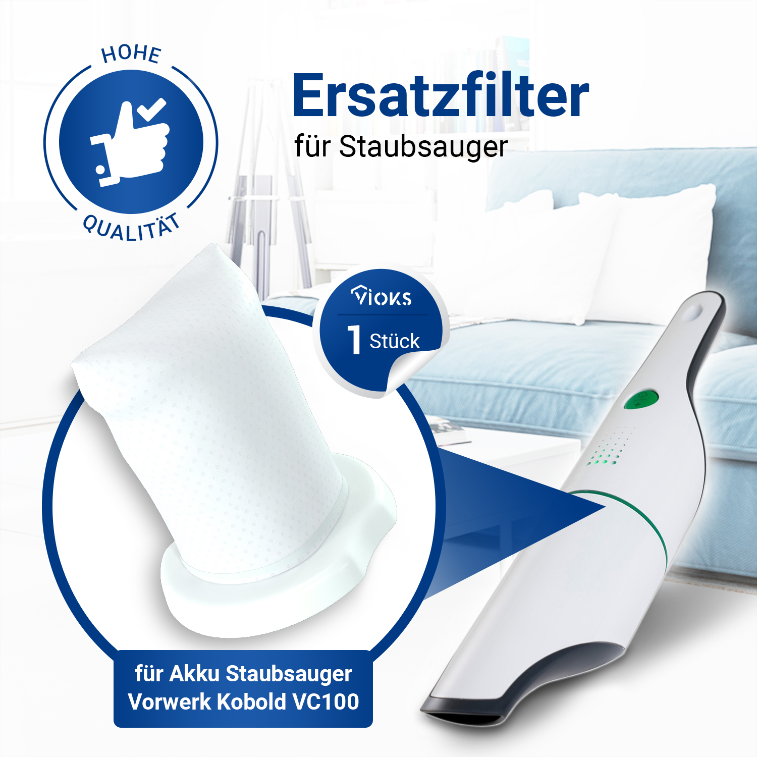 Schmutzfilter Motorschutz passend für Vorwerk VC100 Kobold Staubsauger